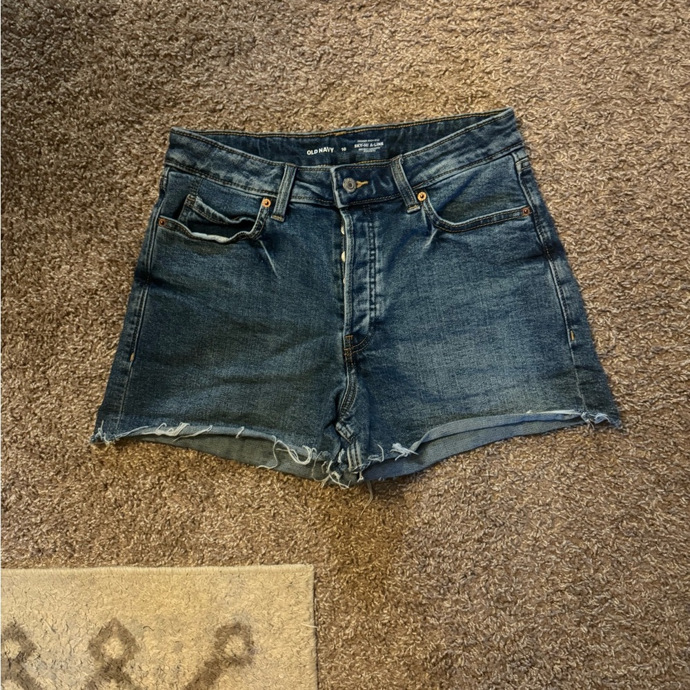 Old Navy Dark Blue Jean Shorts Sky-Hi A-Line size 10